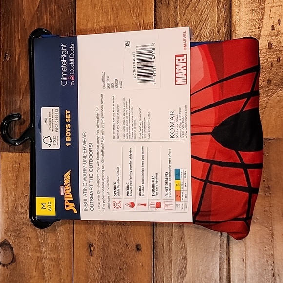ClimateRight by Cuddl Duds Spiderman Boys Thermal Set Size Medium 8/10 - Picture 6 of 11